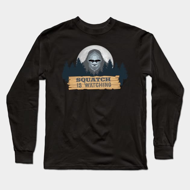 Visit Camp Sasquatch - Camping Moon Bigfoot TDesign SC2 Long Sleeve T-Shirt by Vector Deluxe